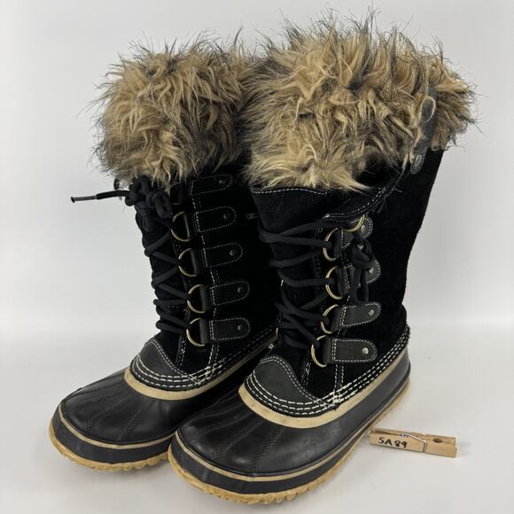 Sorel Women's-Joan Of Arctic Tall Snow Winter Boots Black Warm Faux Fur-Size 6 - Picture 7 of 7